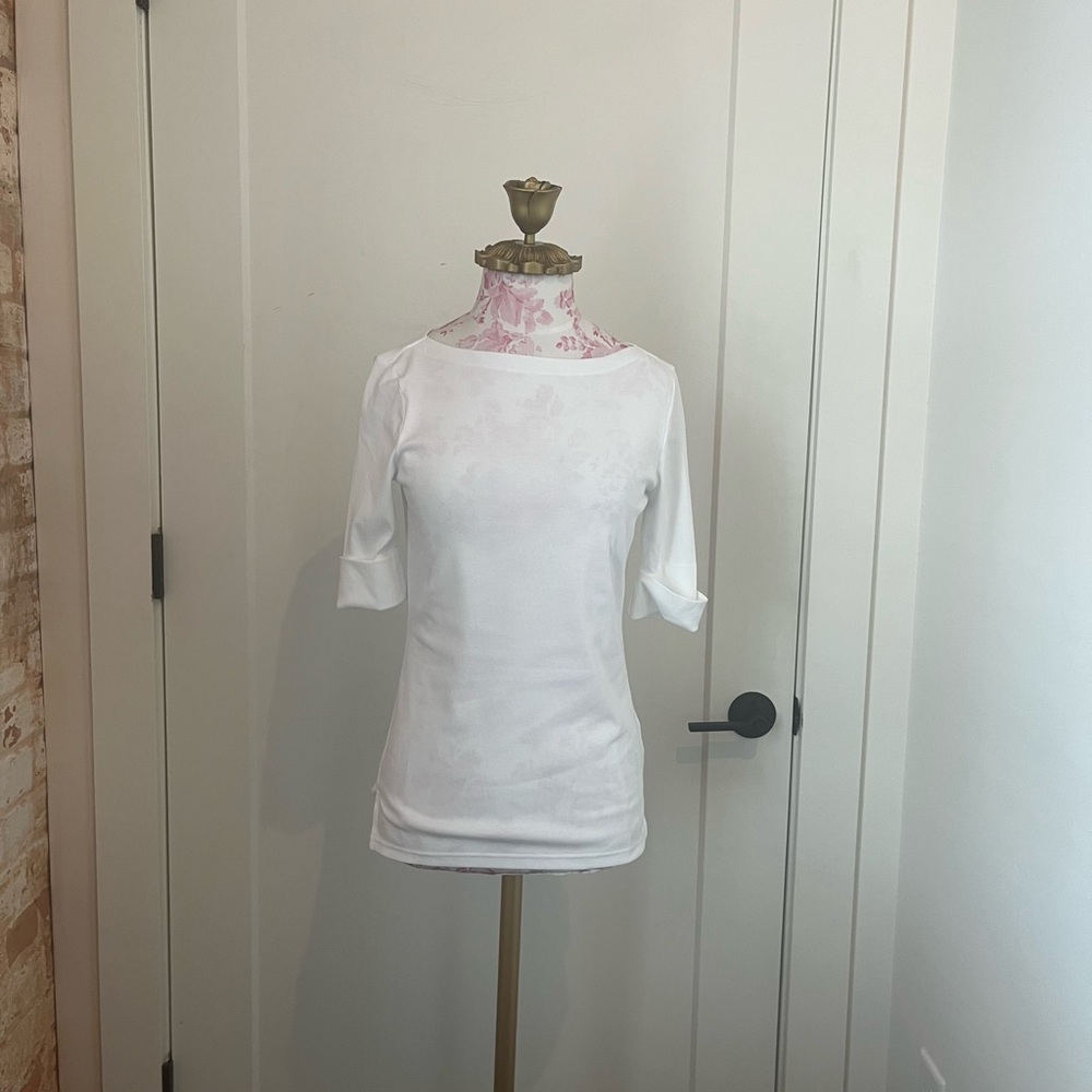 NWT Lauren Ralph Lauren Stretch Boatneck Top